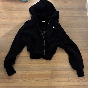 Nike Black Zip-Up Cropped Hoodie